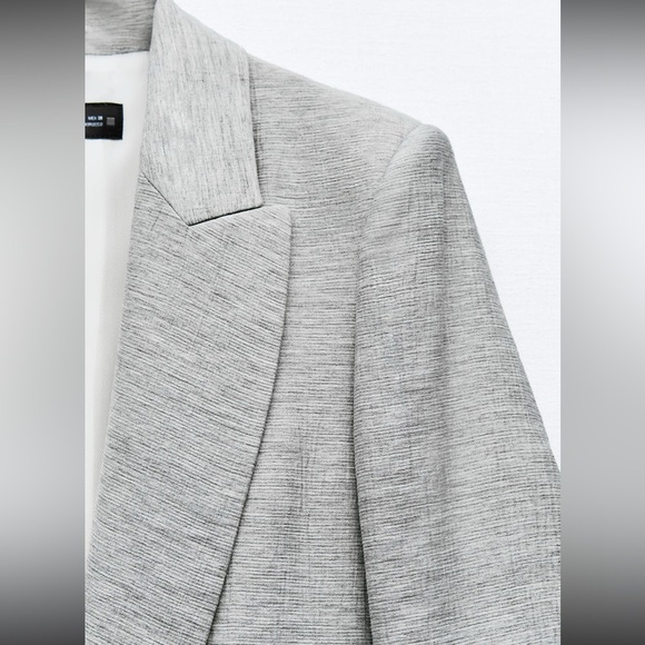 Zara NWT Grey Rolled Sleeve Blazer - Picture 7 of 9